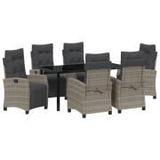 vidaXL 7-delat trädgårdsmöbelset grå poly rattan