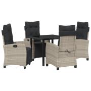 vidaXL 5-delad Trädgårdsdining Set Ljusgrå Poly Rattan