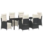 vidaXL 7 Delars Trädgårdsdining Set Svart Poly Rattan