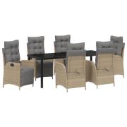 vidaXL 7-delad trädgårdsdining set beige poly rattan
