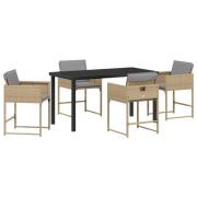 vidaXL 5-delad Trädgårdsmatsal med Kuddar Beige Poly Rattan, vidaXL Tr...
