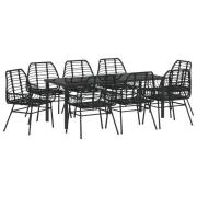vidaXL 9-delars trädgårds matsalsset svart poly rattan