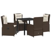 vidaXL 5-delars Trädgård Matbord Set Brun Poly Rattan, vidaXL Matbord ...