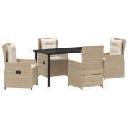 vidaXL 5 Delars Trädgårdsdining Set Beige Poly Rattan, vidaXL Trädgård...