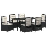 vidaXL 7-delat trädgårdsdining set Svart Poly Rattan