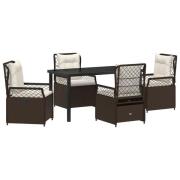 vidaXL 5-delat Trädgårdsdyning Set Brun Poly Rattan