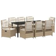 vidaXL 9-delat Trädgårdsdining-set Beige Poly Rattan