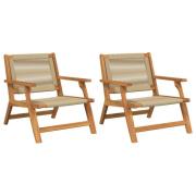 vidaXL Trädgårdsstolar 2 st Beige 67x77x73 cm Massivt Akaciaträ