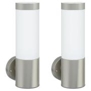 vidaXL Utomhus Vägglampor 2 st Silver Rostfritt Stål IP44