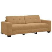 vidaXL 3-sitssoffa Brun 180 cm Sammet