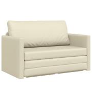 vidaXL Golvsoffa Säng 2-i-1 Gräddvit 124x71x78 cm Konstläder