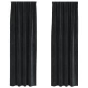vidaXL Mörkläggningsgardiner med topptape 2 pcs Svart sammet