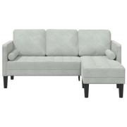vidaXL 3-sitssoffa med chaise L-formad ljusgrå 160 cm sammet