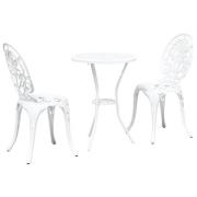 vidaXL 3-delars bistroset för trädgården vitt gjutet aluminium