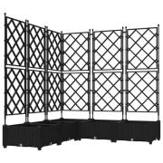 vidaXL Trädgårdsplanterare med Trellis 5 st Svart 120x120x125.5 cm