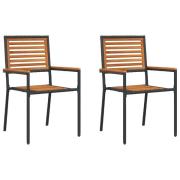 vidaXL Stapelbara Trädgårdsstolar med Kuddar 2 st Svart Poly Rattan
