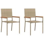vidaXL Stapelbara Trädgårdsstolar med Kuddar 2 st Beige Poly Rattan