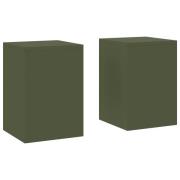 vidaXL Utomhus Blomställningar Pelare 2 delar Olivgrön 24x24x35 cm Stå...