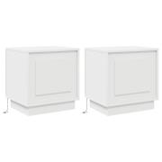 vidaXL Sängbord med LED-lampor 2 st Vit 44x34,5x45 cm