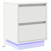 vidaXL Sängbord med LED-lampor Vitt 39x34.5x50 cm