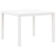 vidaXL Trädgårdsbord Vitt 100x100x73 cm Poly Rattan