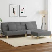 vidaXL Bäddsoffa 2-sits med fotpall mörkgrå tyg