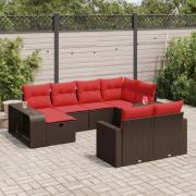 vidaXL Loungegrupp 10 delar med brun dynor konstrotting
