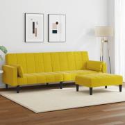vidaXL Bäddsoffa 2-sits med fotpall gul sammet