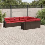 vidaXL Loungegrupp 10 delar med brun dynor konstrotting