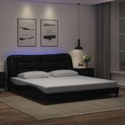 vidaXL Bed Frame with LED without Mattress "Hvar" Black 180x200 cm