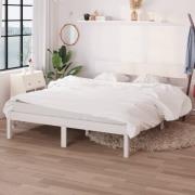vidaXL Sängram vit massiv furu 150x200 cm