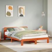 vidaXL Sängram utan madrass vaxbrun 140x190 cm massiv furu
