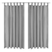 vidaXL Gardiner i microsatin 2 st med öglor 140x225 cm grå