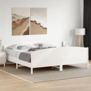 vidaXL Sängram utan madrass vit 200x200 cm massiv furu