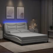 vidaXL Bed Frame with LED without Mattress "Hvar" White 140x190 cm