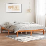 vidaXL Sängram utan madrass vaxbrun 150x200 cm massiv furu