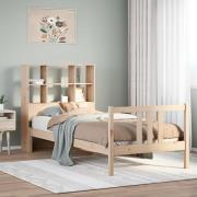 vidaXL Säng med bokhylla utan madrass 75x190cm massiv furu