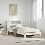 vidaXL Säng med bokhylla utan madrass vit 90x190cm massiv furu
