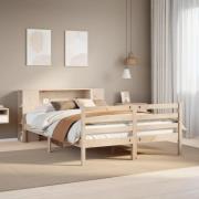 vidaXL Säng med bokhylla utan madrass 120x190 cm massiv furu