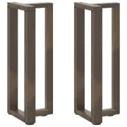 vidaXL Konsolbordsben T-formad 2 st naturstål 25x28x(72-73) cm stål