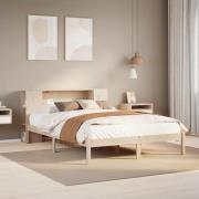 vidaXL Säng med bokhylla utan madrass 140x200cm massiv furu