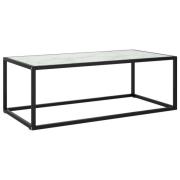 vidaXL Soffbord svart med vit marmor glas 100x50x35 cm