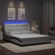 vidaXL Bed Frame with LED without Mattress "Hvar" White and Black 160x...