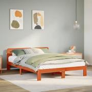 vidaXL Sängram utan madrass vaxbrun 140x200 cm massiv furu