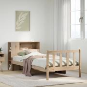 vidaXL Säng med bokhylla utan madrass 90x200cm massiv furu
