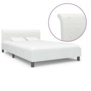 vidaXL Sängram utan madrass vit konstläder 120x200 cm
