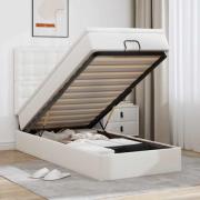 vidaXL Ottoman säng med madrass vit 90x200 cm konstläder