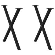 vidaXL Matbordsben X-formade 2 st svarta 80x(72-73) cm stål