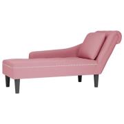 vidaXL Schäslong med kudde och höger armstöd rosa sammet