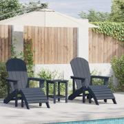 vidaXL Adirondack Stolar med Fotstöd 2 st Marinblå HDPE, vidaXL Adiron...